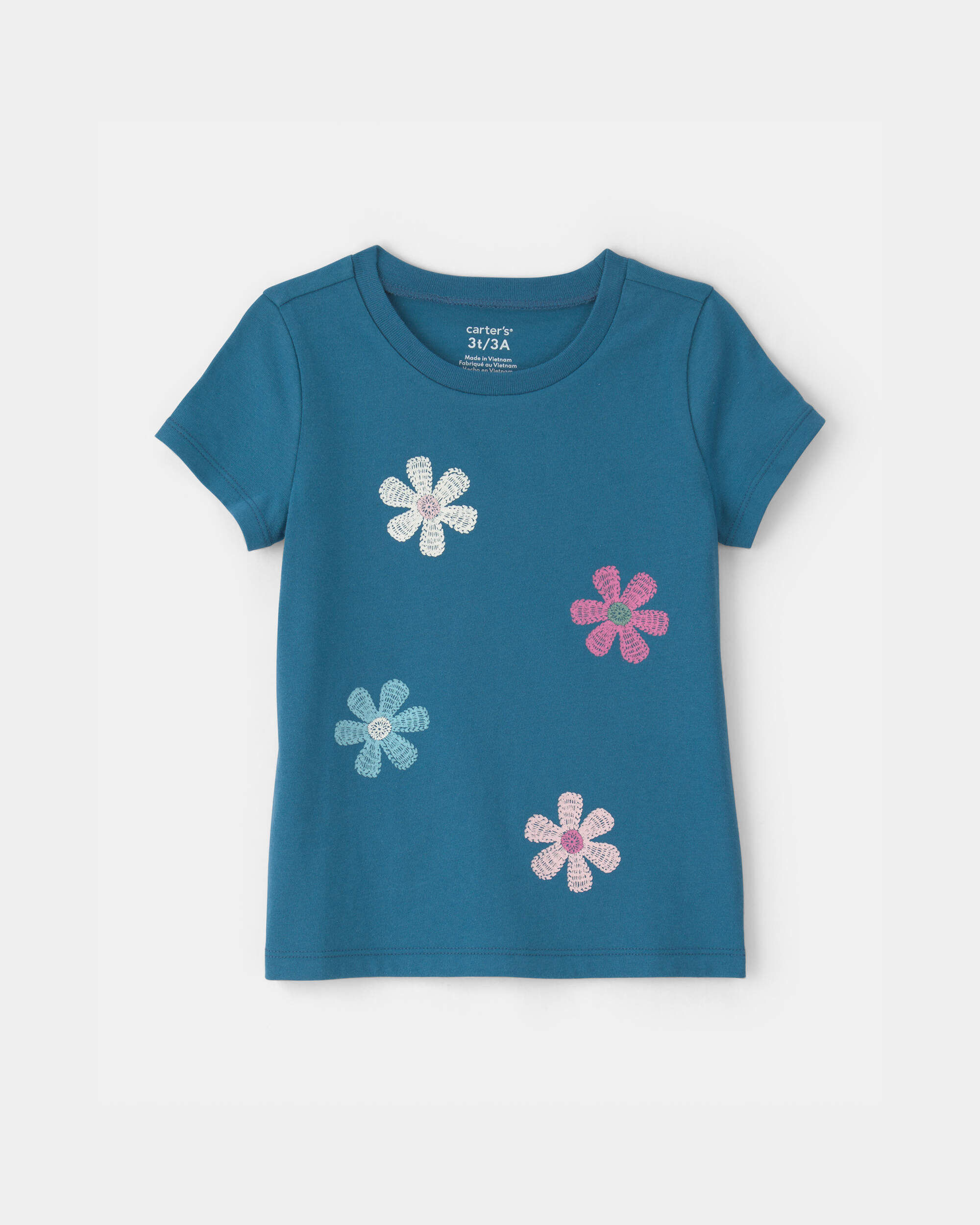 Carters toddler girl flower graphic tee 2T Teal 6$