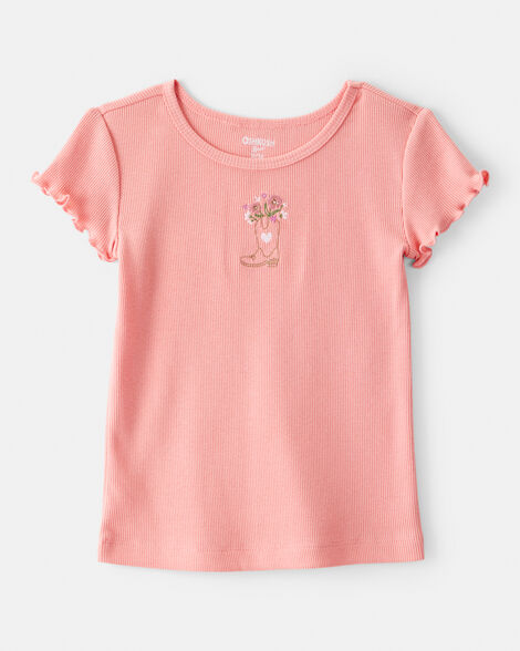 Product image 1 of Toddler Girl Cowgirl Boot Cotton Short-Sleeve Top - Pink