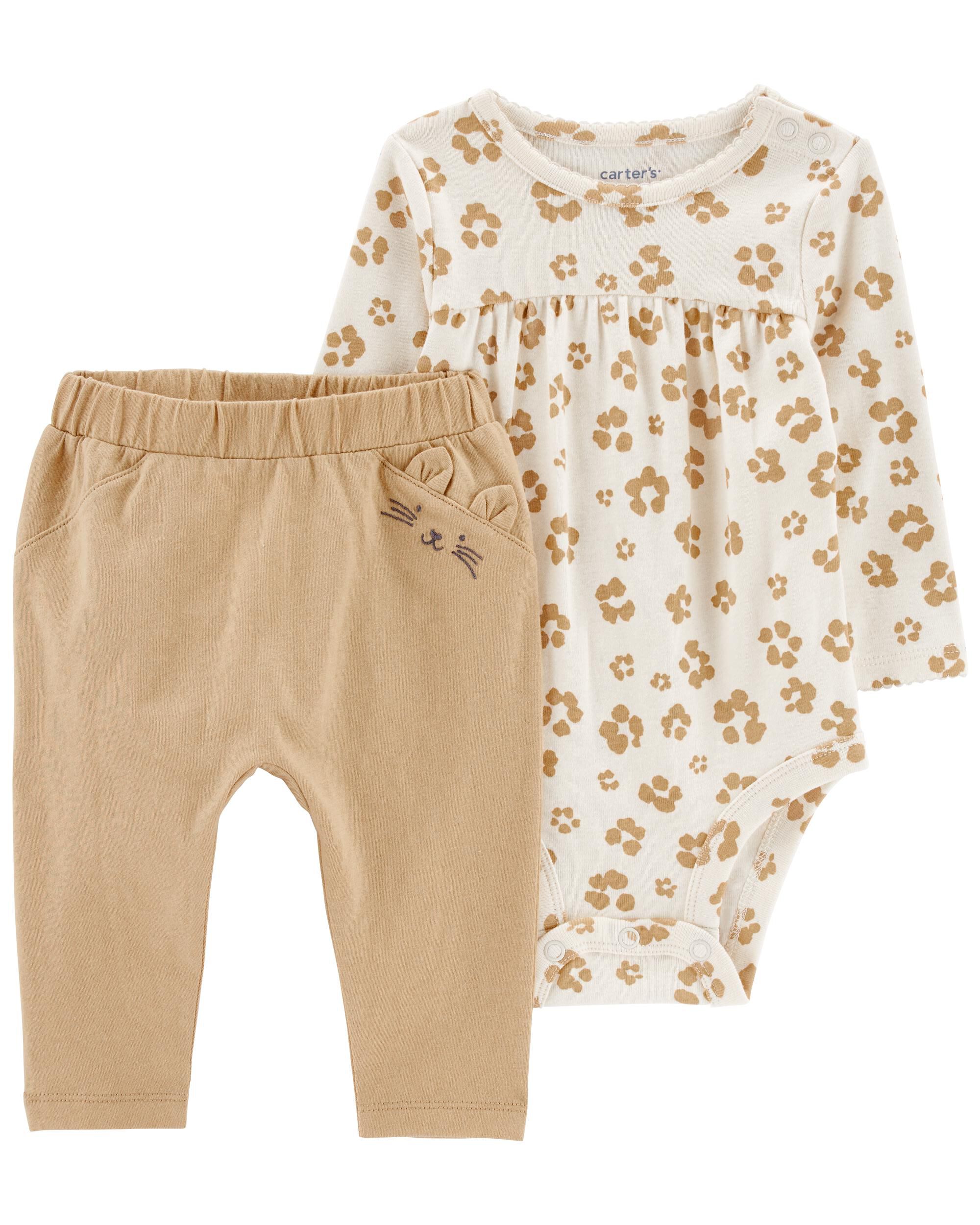 Brown/White Baby 2-Piece Leopard Bodysuit Pant Set | carters.com