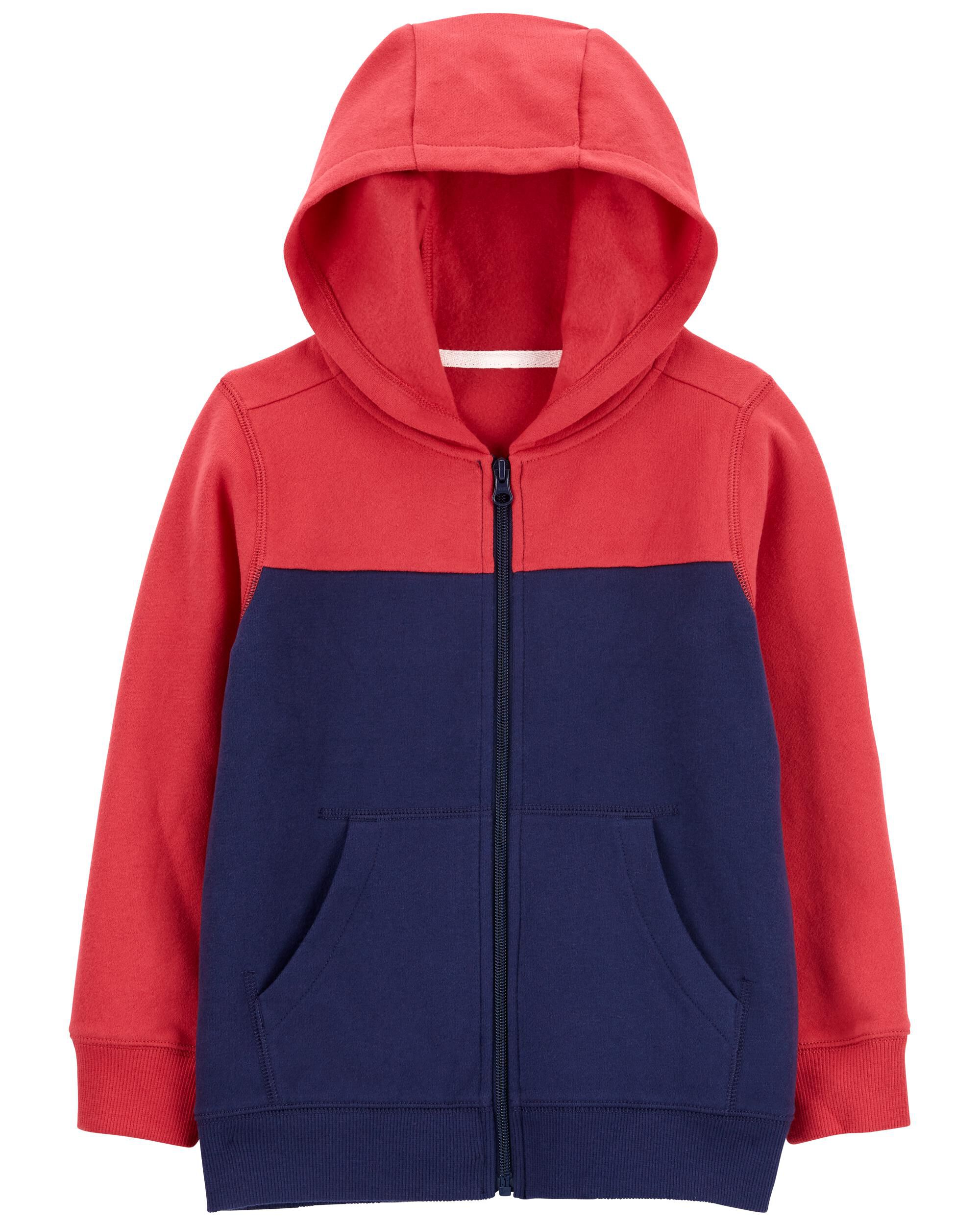 Navy Kid Zip-Up Fleece Hoodie | carters 
