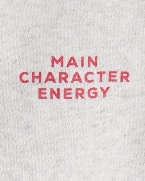 Girls Main Character Energy Quarter-Zip Pullover Sweatshirt - Grey
