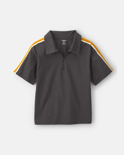 Boys Striped Polo Shirt - Grey