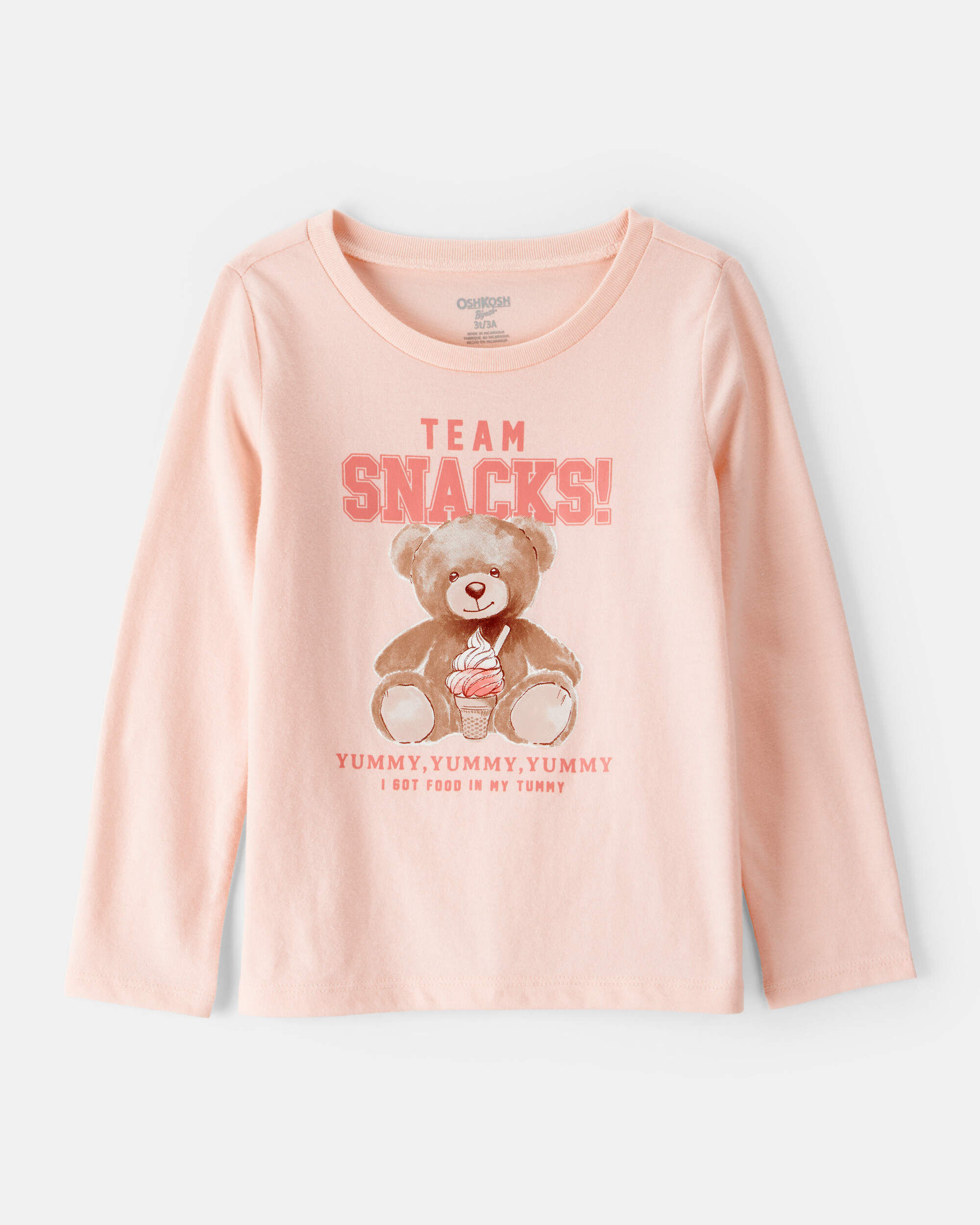 Toddler Girl Team Snacks Bear Long-Sleeve Graphic Tee - Pink