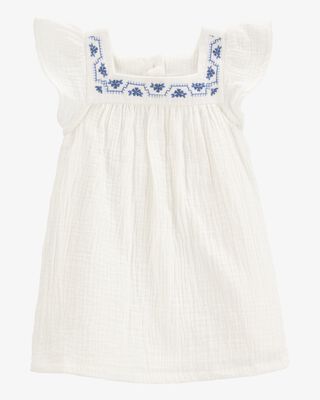 Product image 1 of Baby Solid Flutter-Sleeve Dress - White