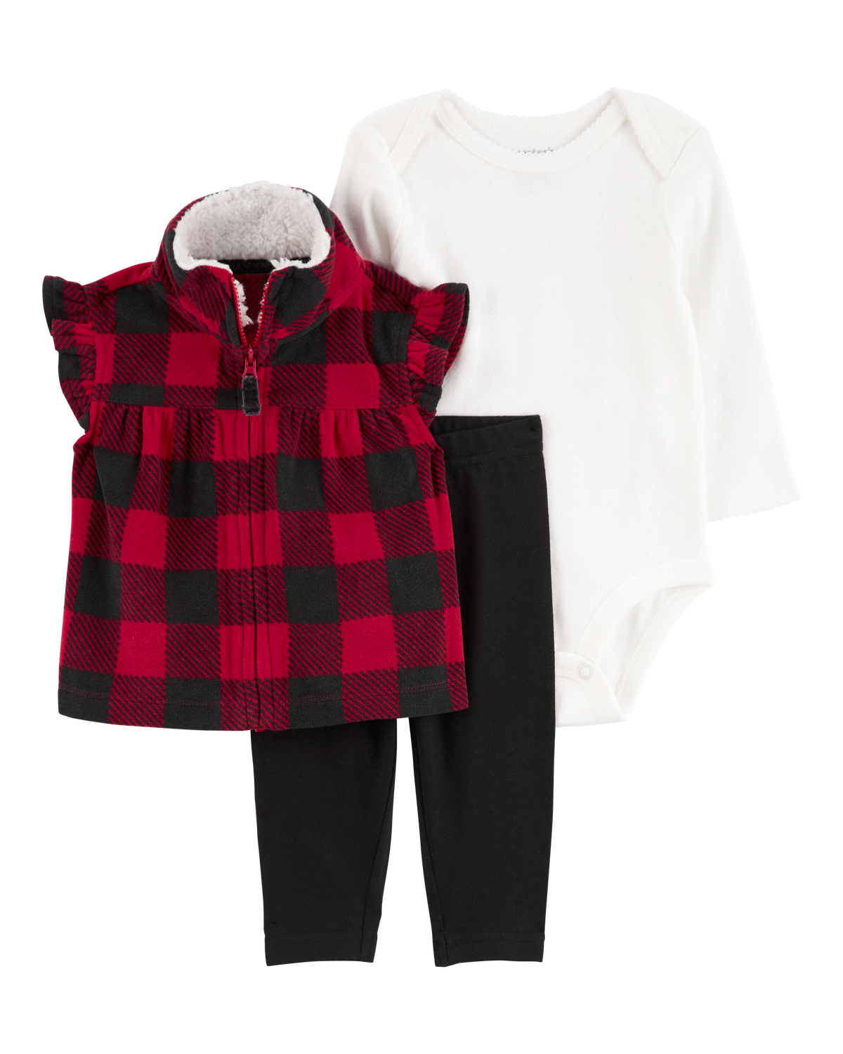 Baby 3-Piece Buffalo Check Fleece Little Vest Set - Carter's Baby 3-Piece Buffalo Check Fleece Little Vest Set - Carter's