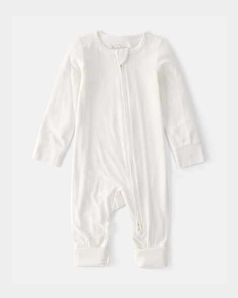 baby 2-way zip purelysoft sleep & play pajama - cream