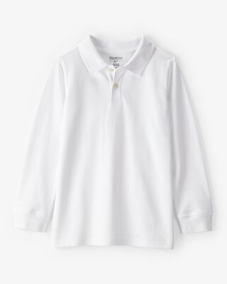 Product image 1 of Kid White Long-Sleeve Piqué Polo Shirt