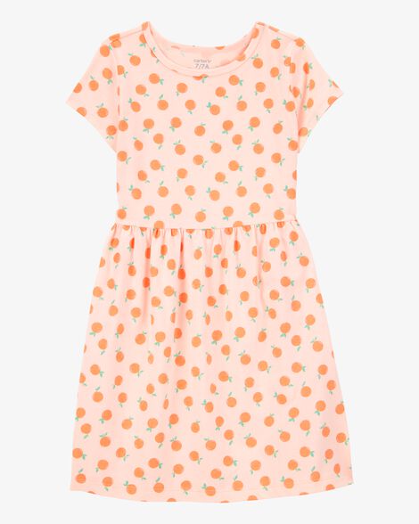  Product image 1 of Kid Orange Print Short-Sleeve Dress