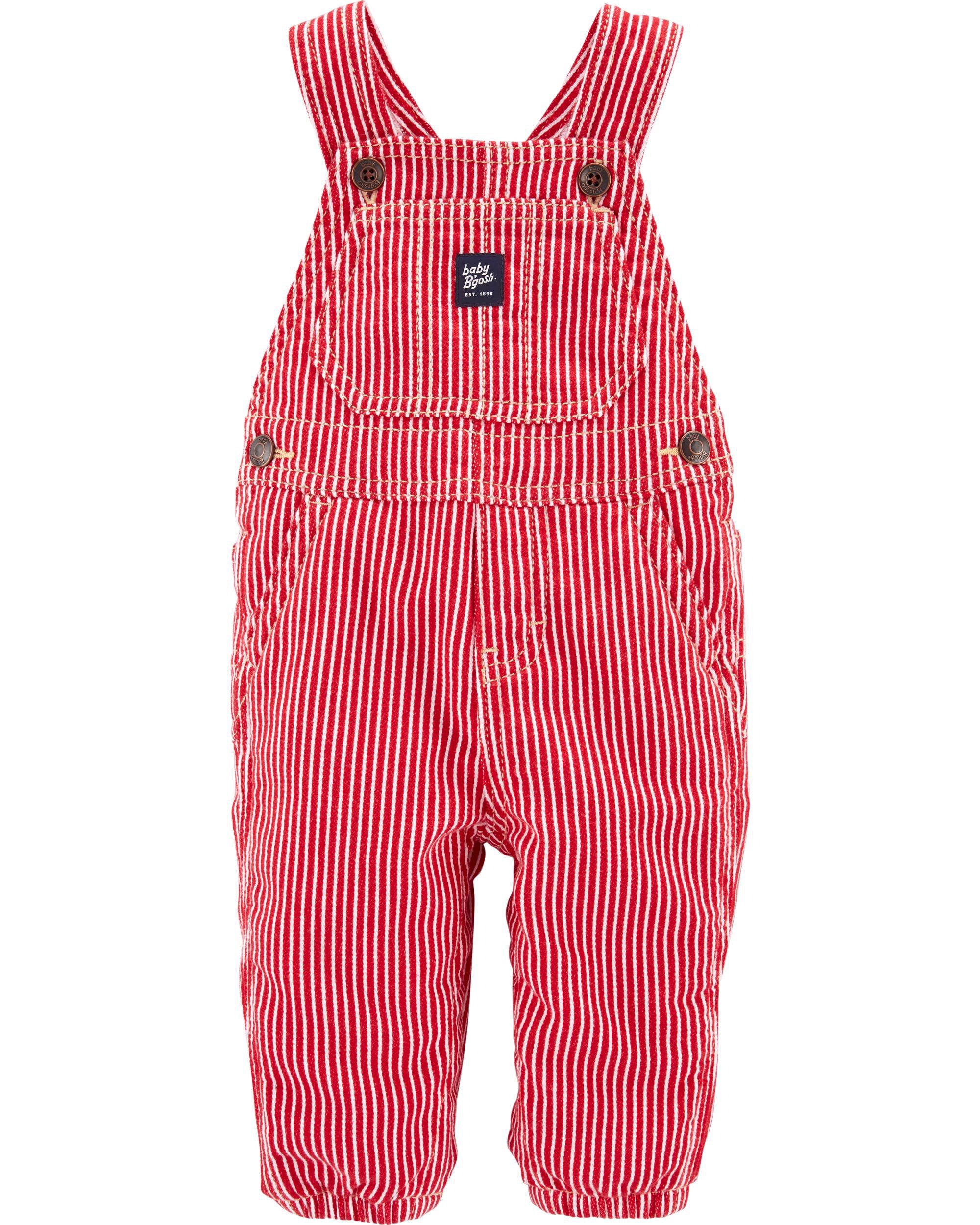 red and white striped overalls shorts
