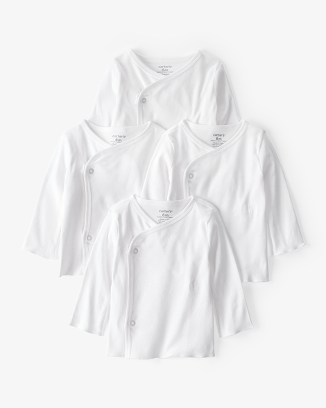 baby 4-pack side-snap tees - white