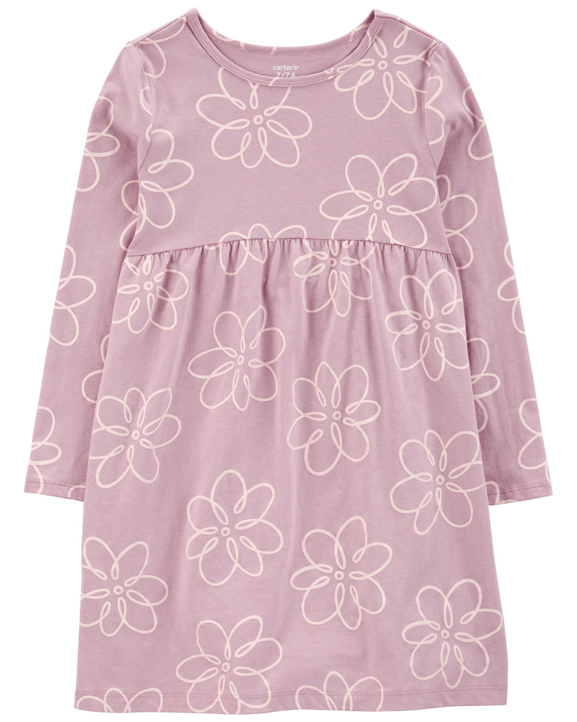 Kid Floral Long-Sleeve Jersey Dress - Carter's | Carter's