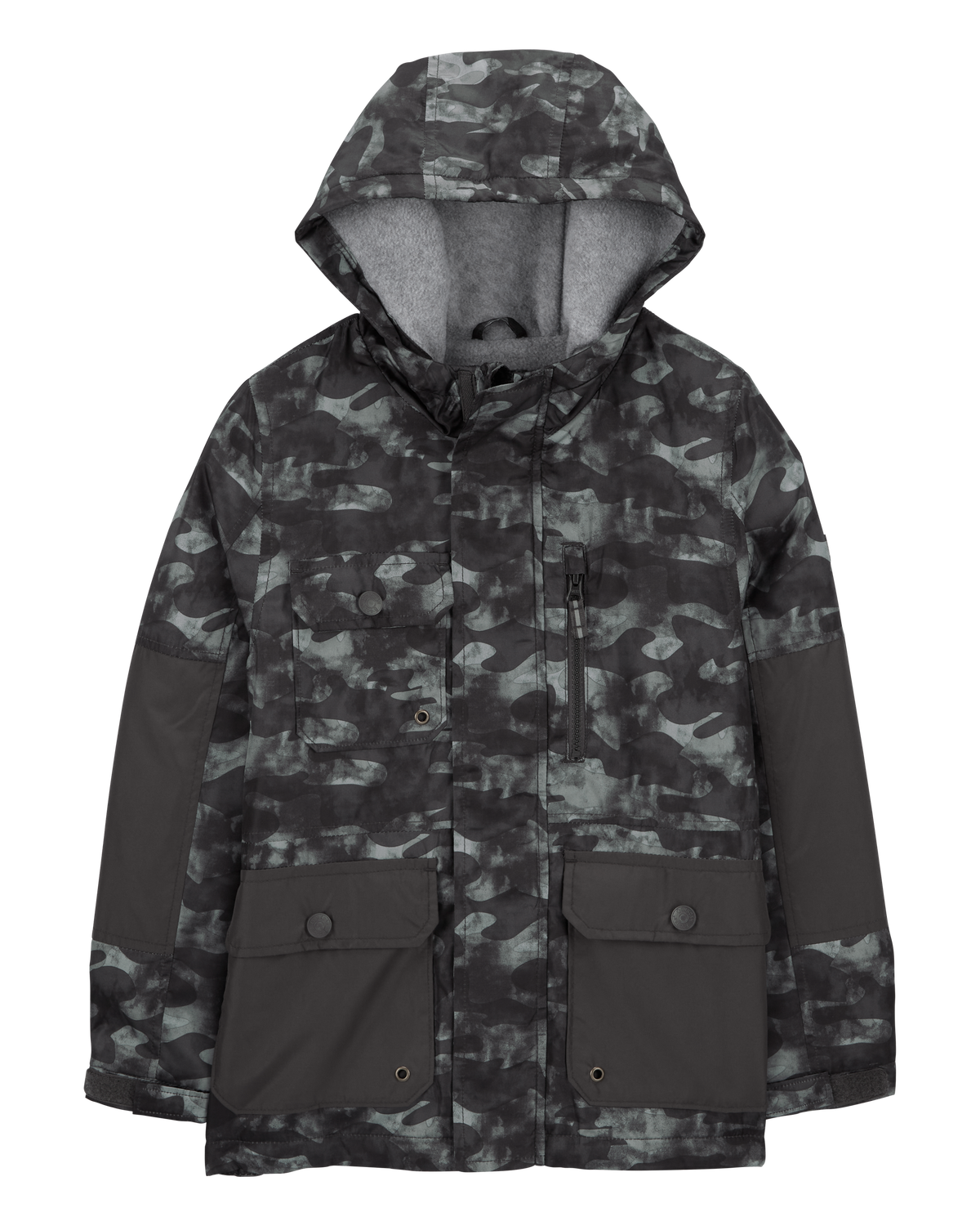 Kid Camo Print Fleece-Lined Midweight Utility Jacket Kid Camo Print Fleece-Lined Midweight Utility Jacket