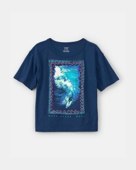 boys surfing graphic tee - blue