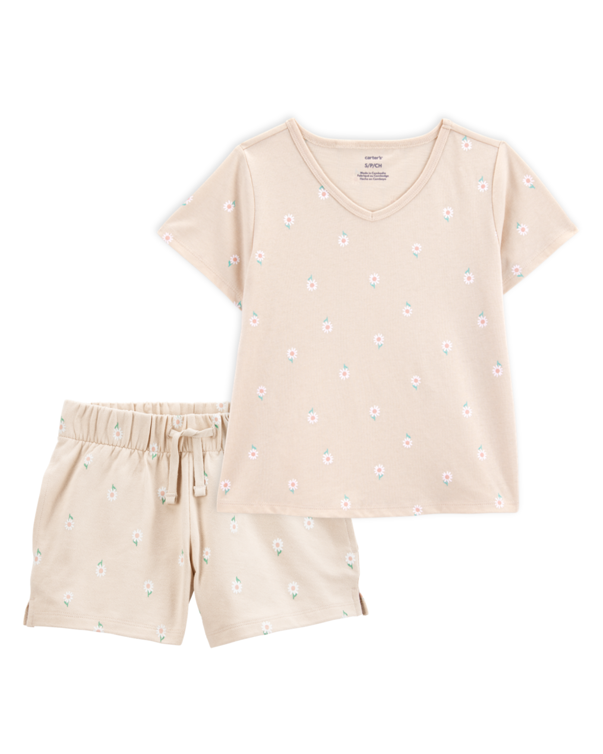 Kid 2-Piece Floral Fashion Top & Pull-On French Terry Shorts Set