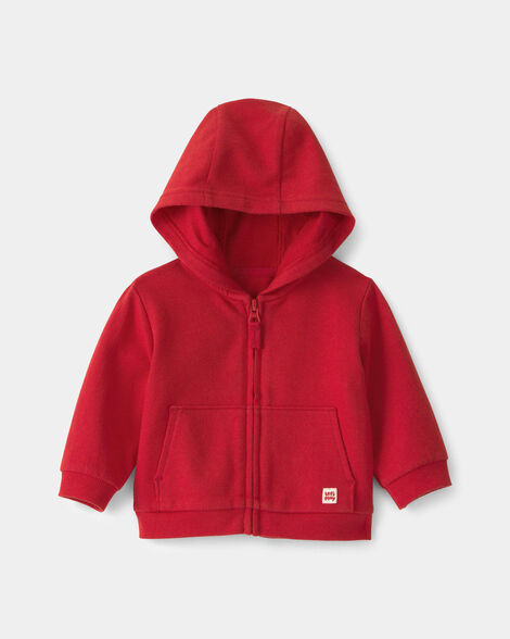 baby boy french terry zip-up hoodie - red