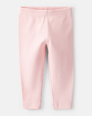 Product image 1 of Baby Girl Cotton Ribbed Stretch Leggings - Pink