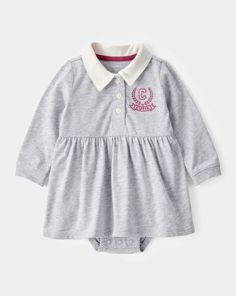 Product image 1 of Baby Varsity Polo Bodysuit Dress - Grey