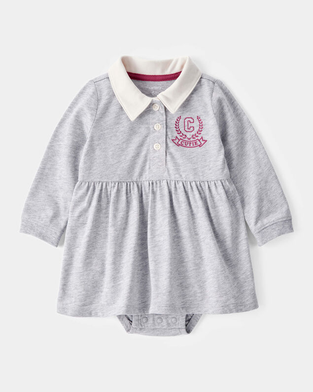 Product image 1 of Baby Varsity Polo Bodysuit Dress - Grey