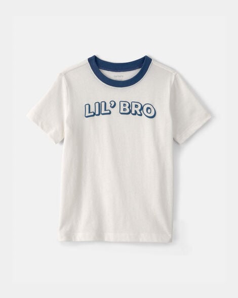 toddler boy 'lil bro' graphic tee - ivory