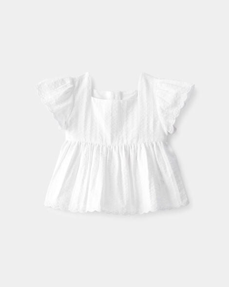 Baby Girl Short-Sleeve Ruffle Top - White