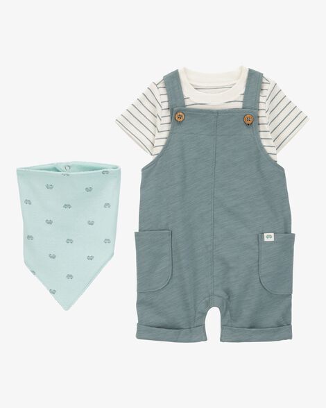  Product image 1 of Baby 3-Piece Striped Shortall Set - Blue