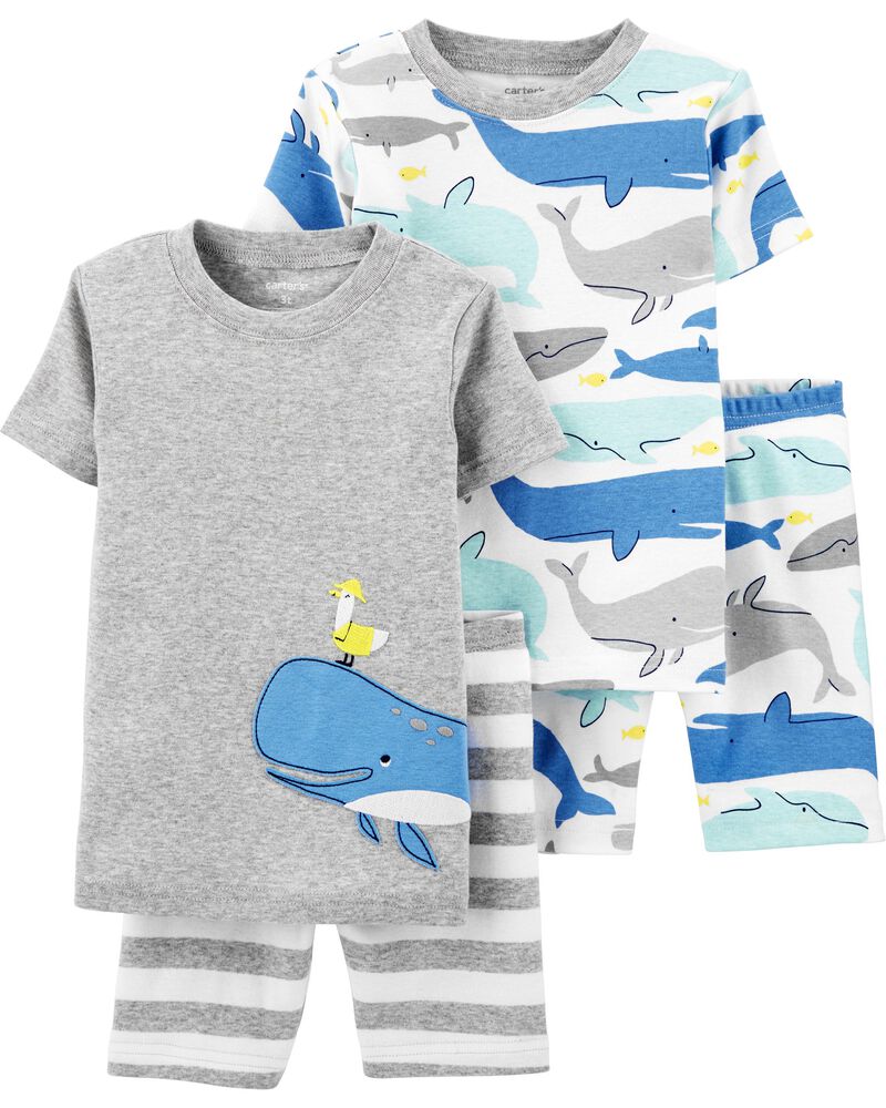 Multicolored//Narwhal, 12 Months Carters 4-Piece Snug Fit Cotton PJs
