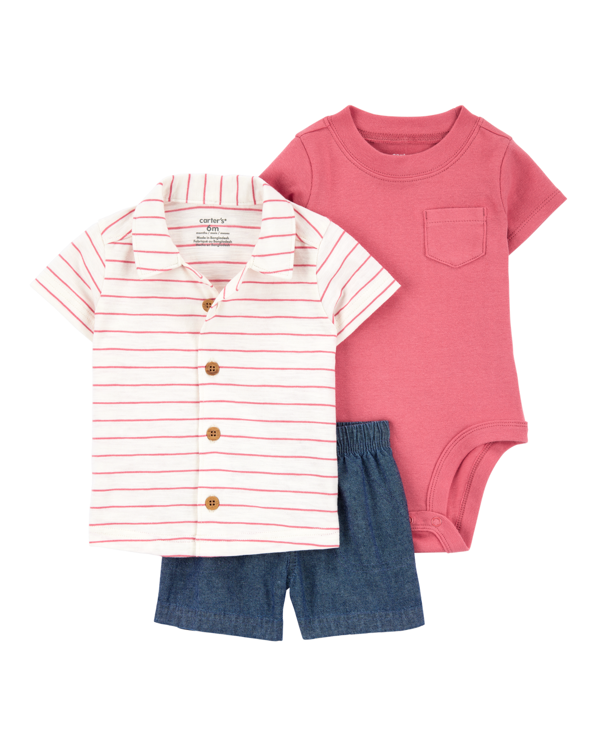 Baby Boy 3-Piece Striped Outfit Set - Red - Carter's | Carter's