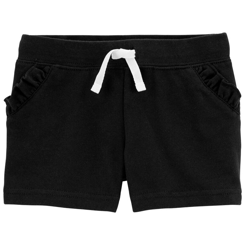 Black Ruffle Pull-On French Terry Shorts | carters.com