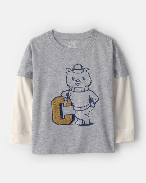 toddler boy varsity bear long-sleeve graphic tee - grey