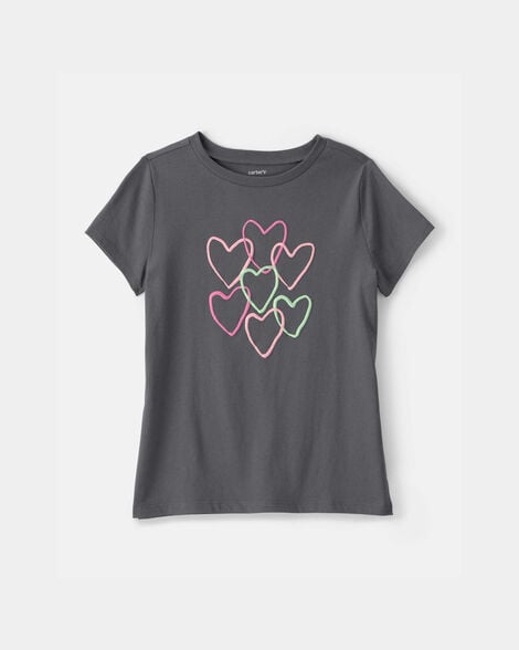 girls heart graphic tee - grey