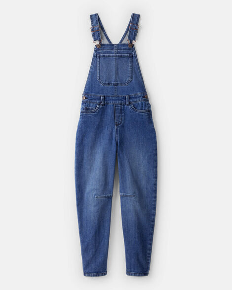 Girls Denim Sleeveless Overalls - Blue
