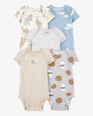 Product image 1 of 5-Pack Kangaroo Cloud Short-Sleeve Bodysuits