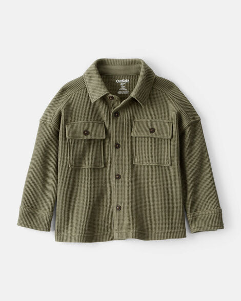 Product image 1 of Baby Boy Long-Sleeve Waffle Knit Utility Shirt - Green