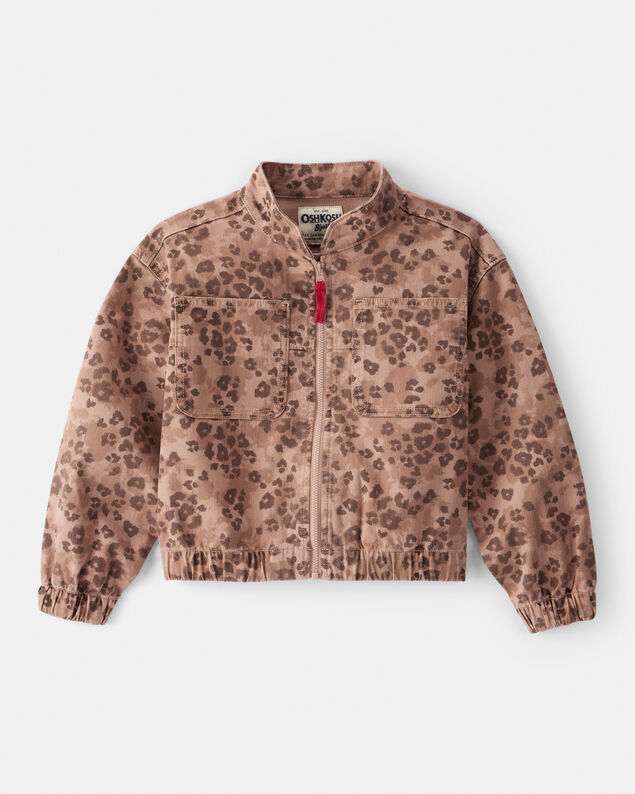 Product image 1 of Girls Leopard Print Long-Sleeve Fashion Jacket - Brown