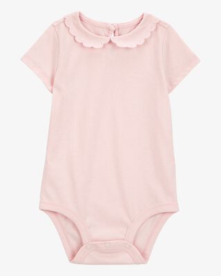 Product image 1 of Baby Scalloped Collar Short-Sleeve Bodysuit - Pink