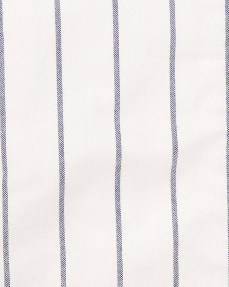 Kid Striped Baseball Button-Down Shirt - White