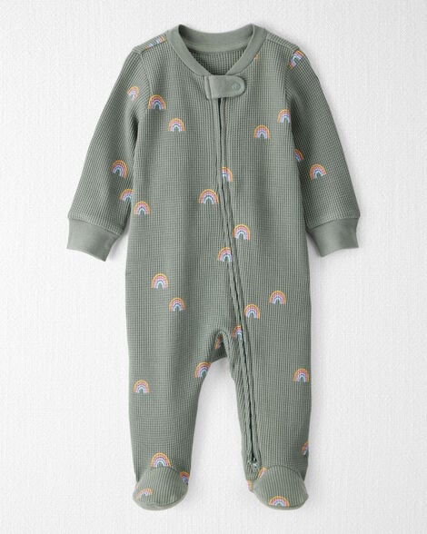 Baby Waffle Knit Sleep & Play Pajamas in Magical Rainbow Print Made with Organic Cotton