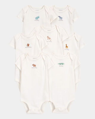 Product image 1 of Baby 7-Pack Days Of The Week Short-Sleeve Cotton Bodysuits - Ivory