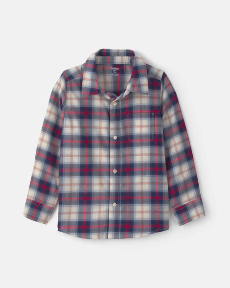 Boys Plaid Long-Sleeve Button-Down Shirt