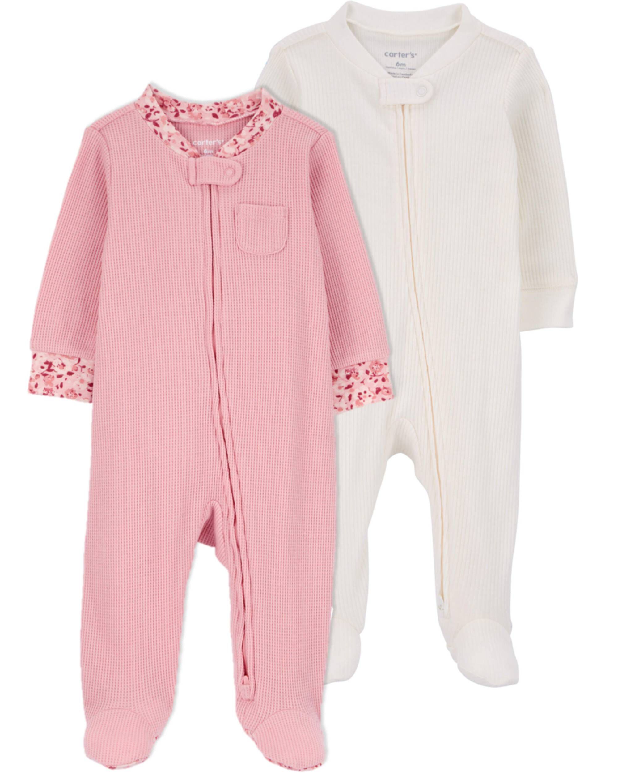Baby 2-Pack 2-Way Zip Thermal Textured Sleep & Play Pajamas