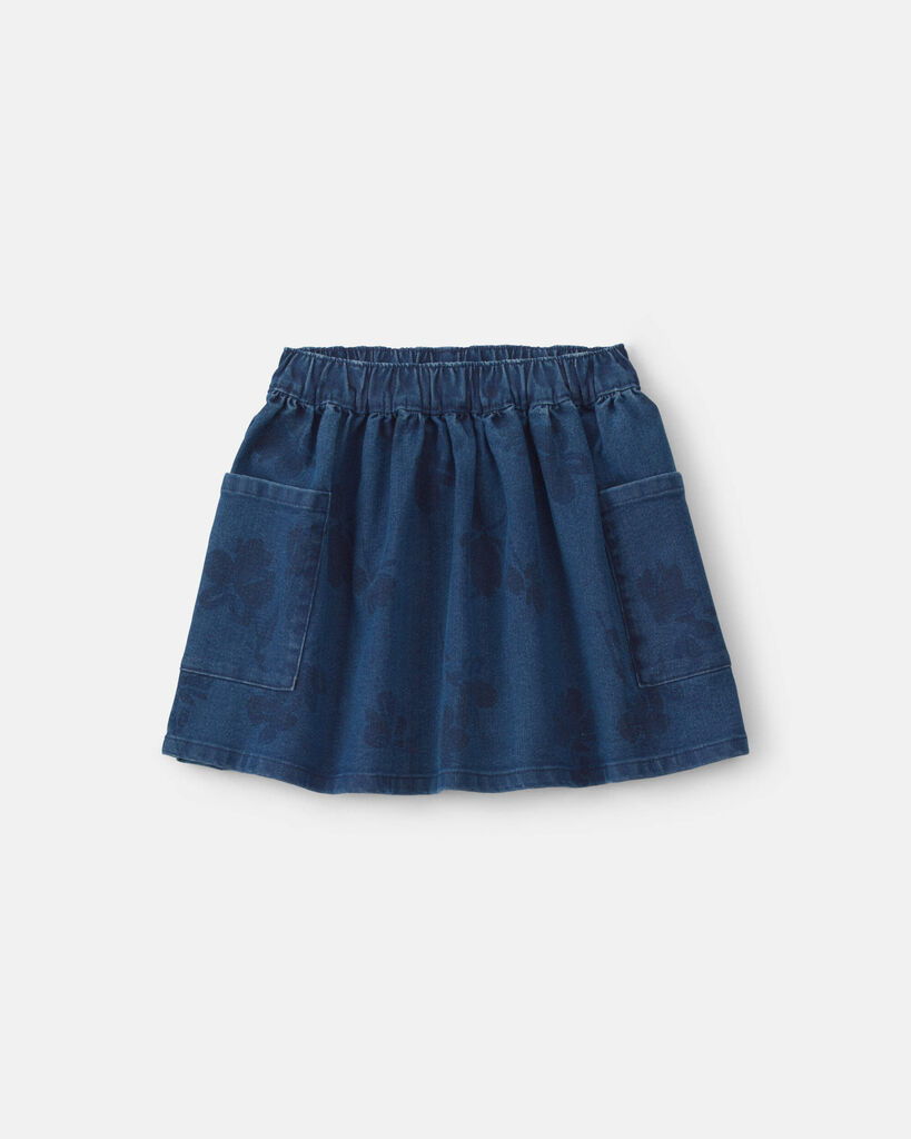 OshKosh B'gosh Girls Floral Denim Skirt - Medium Wash 10 Medium Wash