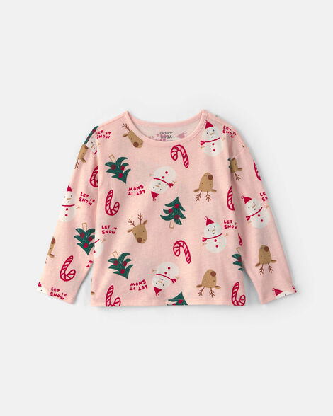 toddler girl christmas long-sleeve top - pink
