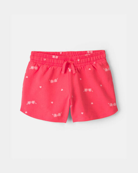 girls sunglasses french terry shorts - coral
