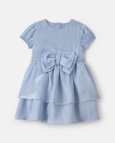 toddler girl bow occasion dress - blue