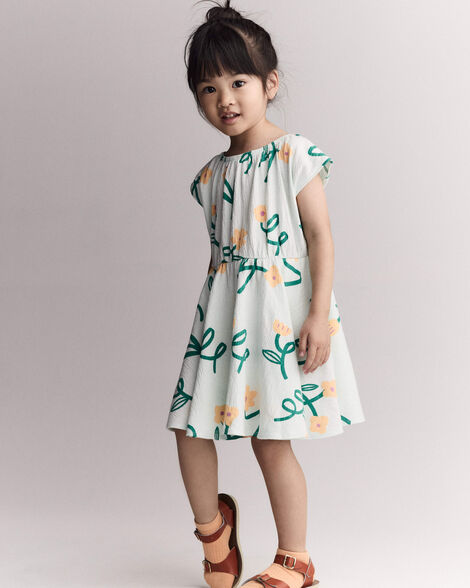 Toddler Girl Avenue Twirl™ Dress in Floral Print - Light Green