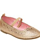 Gold - Kid Glitter Mary Jane Flat Shoes, Selected