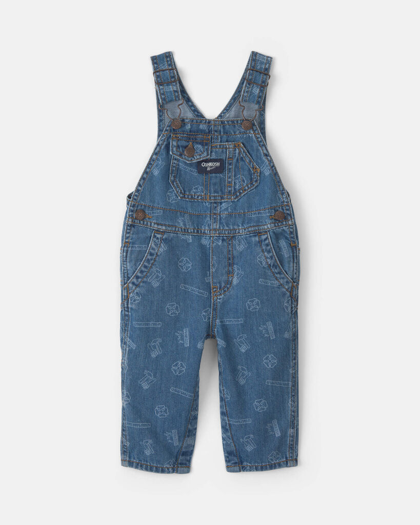 OshKosh B'gosh Baby Logo Denim Overalls - Light Wash 12M Light Wash