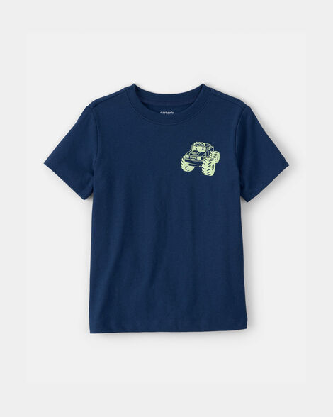 toddler boy monster truck graphic tee - blue