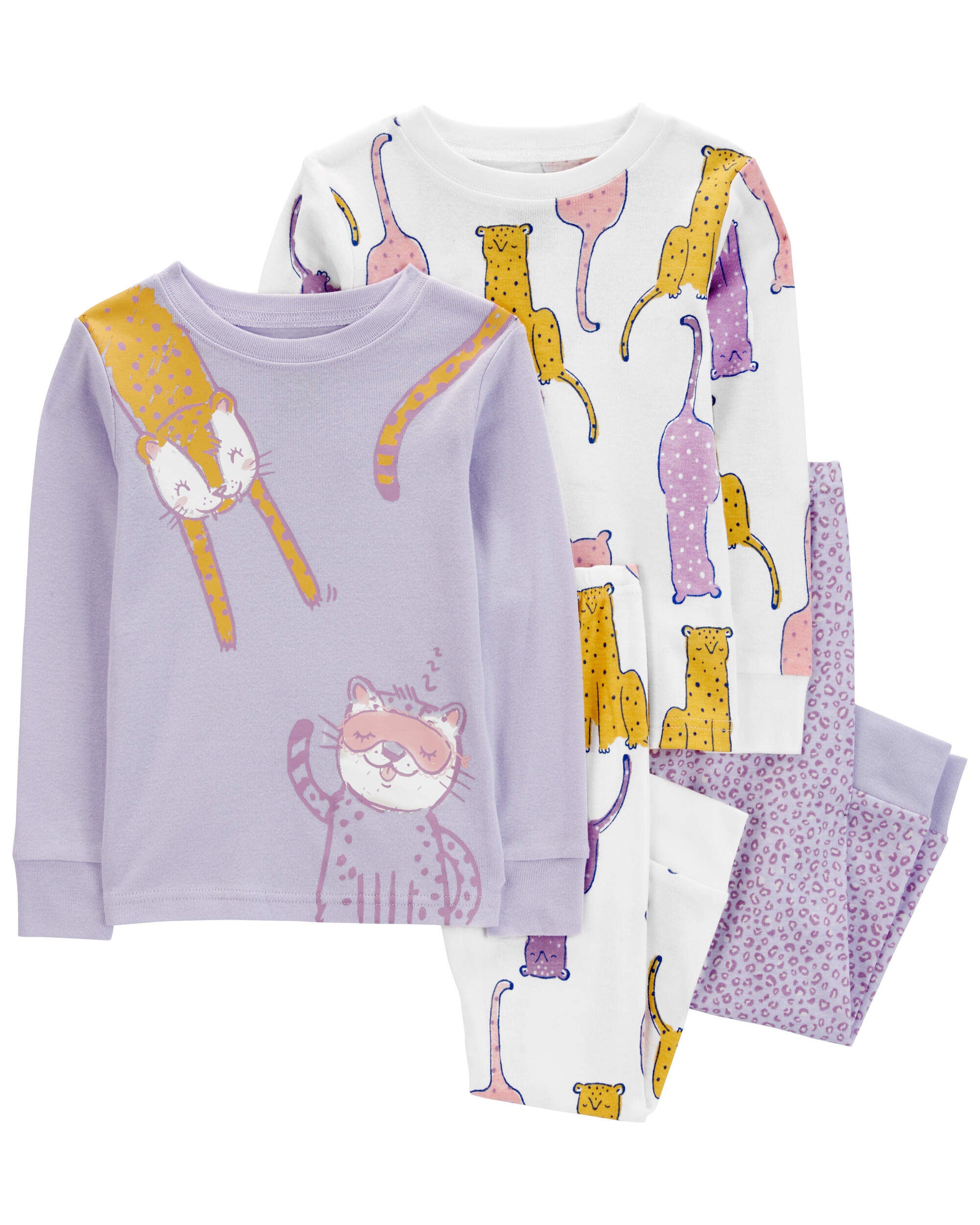 Toddler 4 Piece Cat 100 Snug Fit Cotton Pajamas