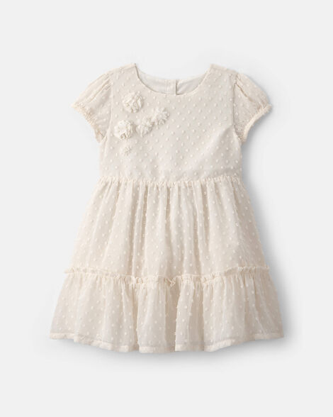 toddler girl swiss dot occasion dress - cream